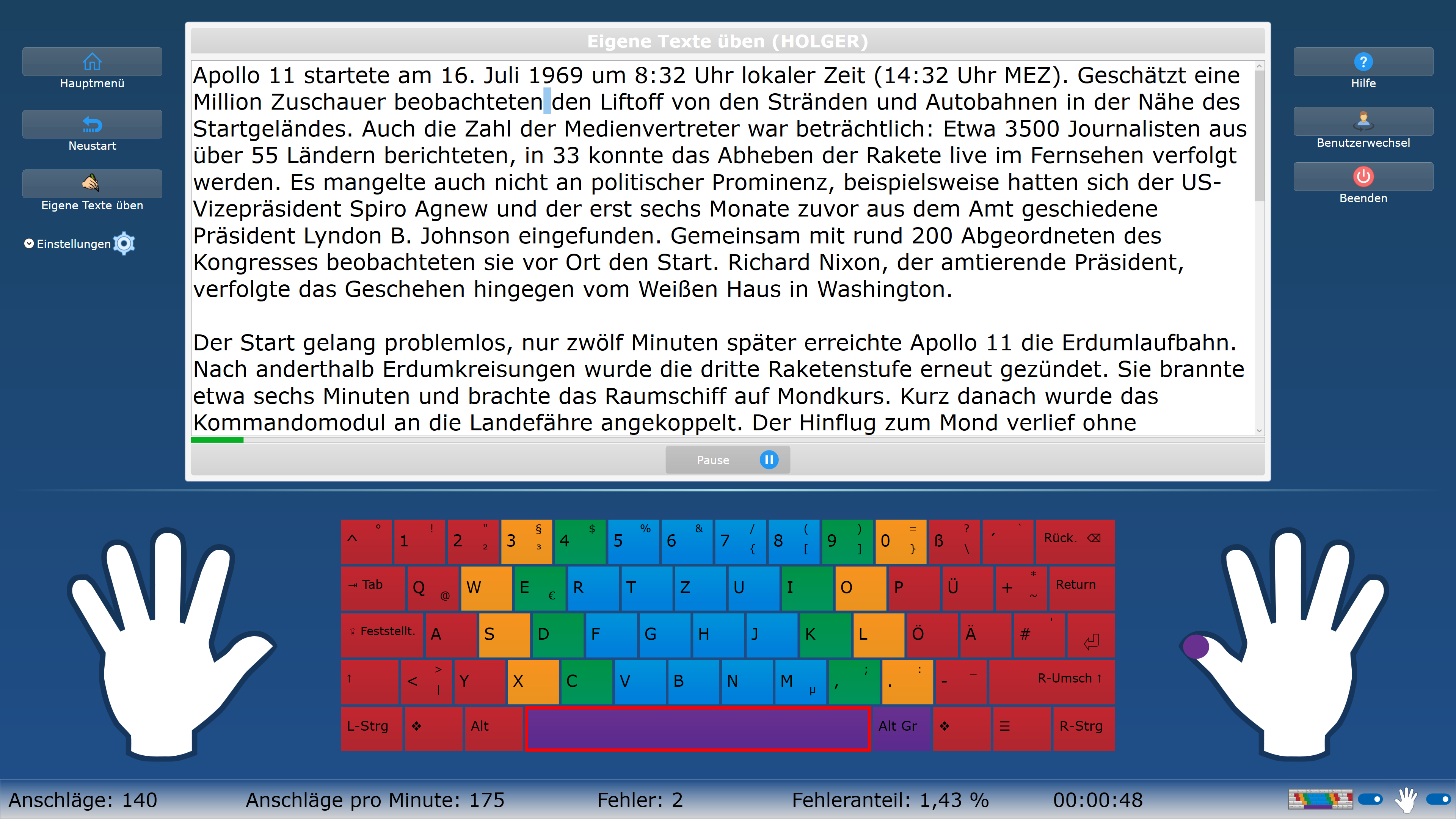 Eigene Texte üben